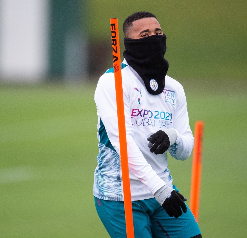 Gabriel Jesus en un entrenamiento con el Manchester City