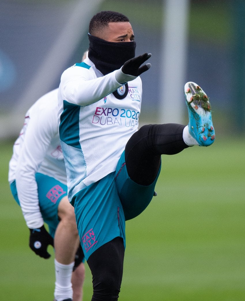 Gabriel Jesus en un entrenamiento con el Manchester City