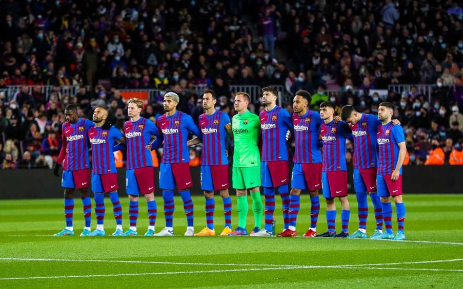 Equipo de Barcelona, previo a un partido 