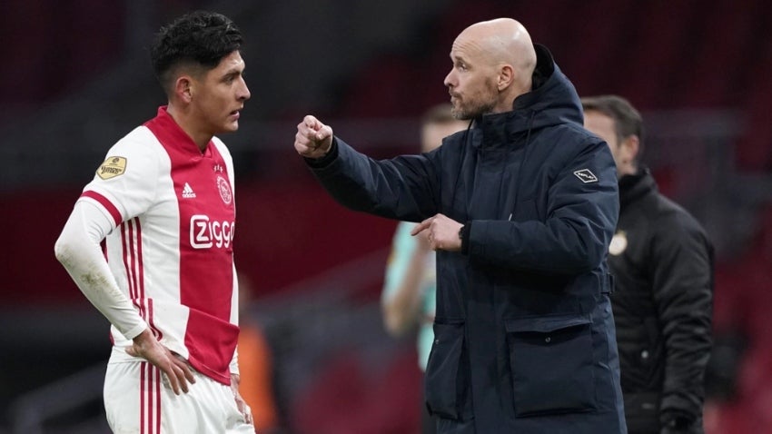 Edson Álvarez y ten Hag en un juego del Ajax 