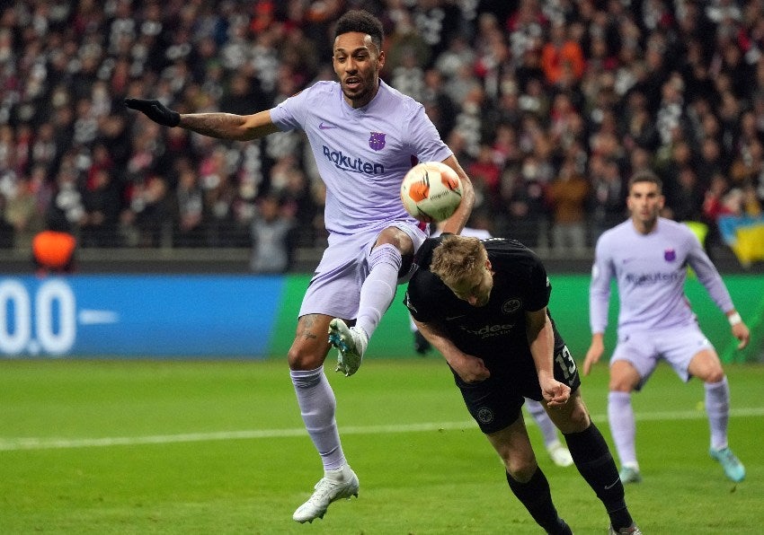 Aubameyang en el partido de la Europa League vs Frankfurt