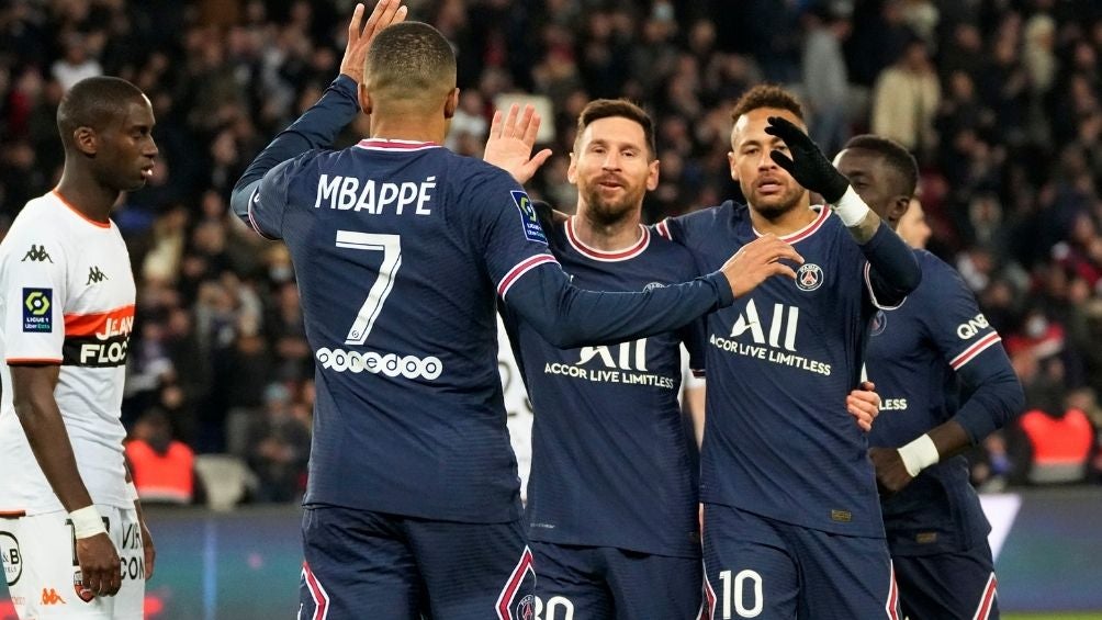 Messi, Mbappé y Neymar en partido