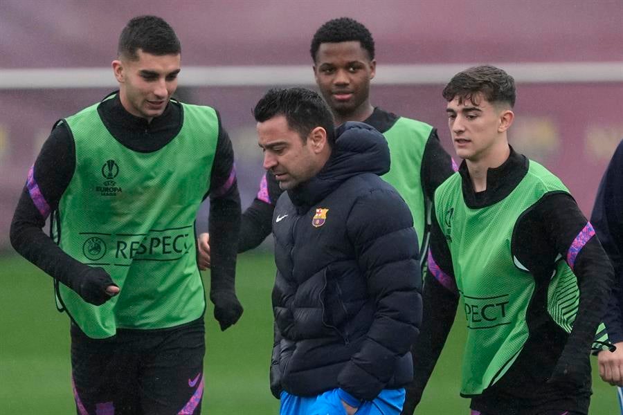 Xavi Hernández durante un entrenamiento