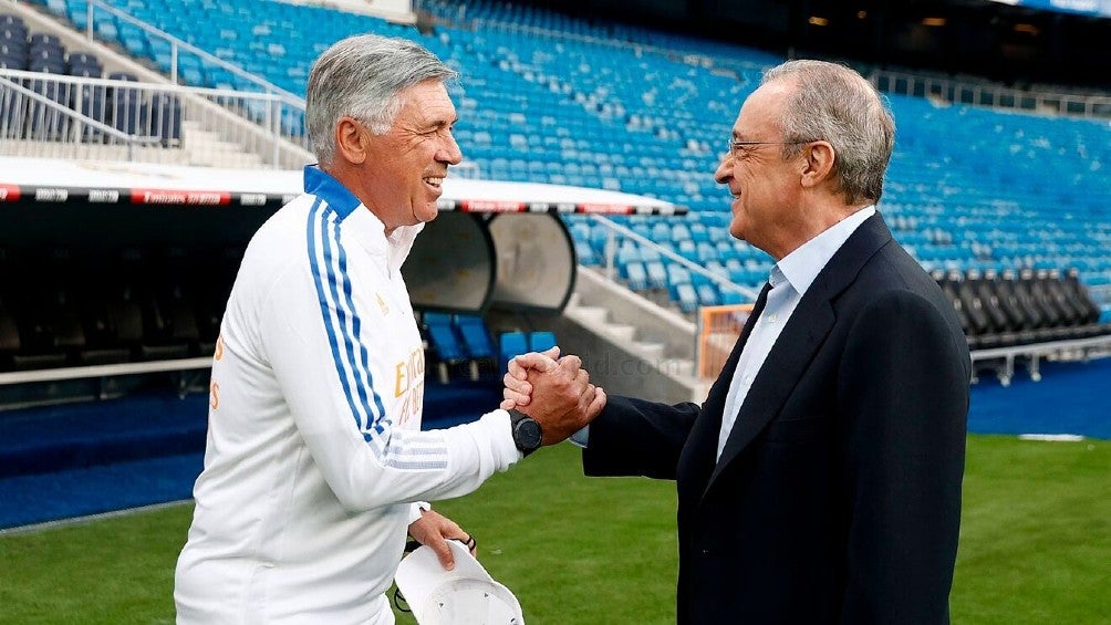 Ancelotti y Florentino previo a entrenamiento del Real Madrid