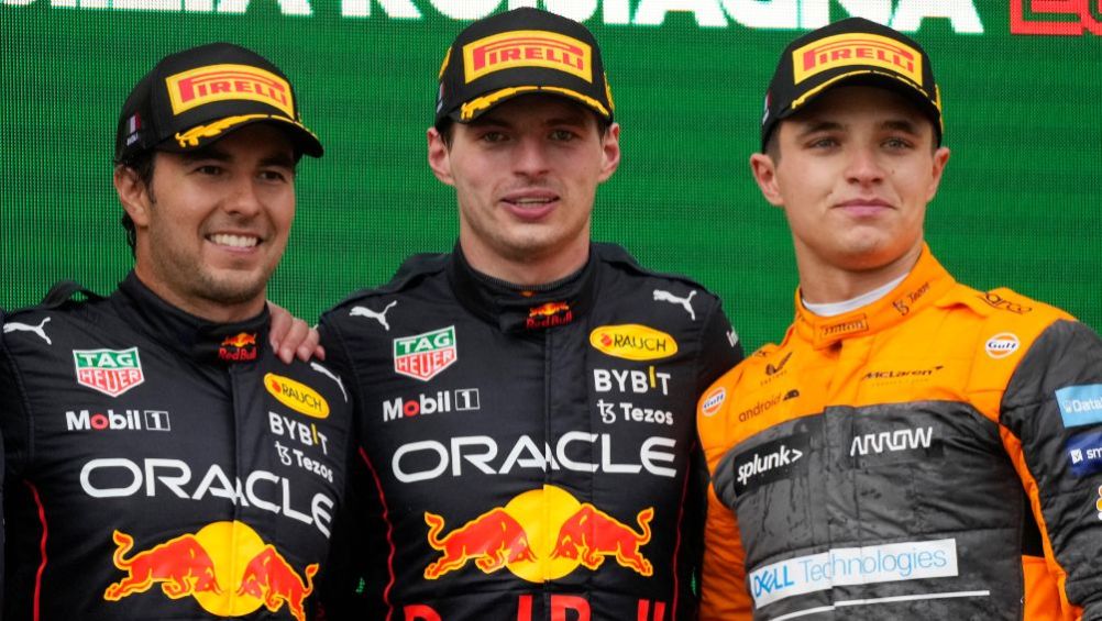 Checo Pérez, Verstappen y Lando Norris