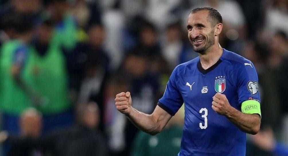 Giorgio Chiellini durante un partido de Italia