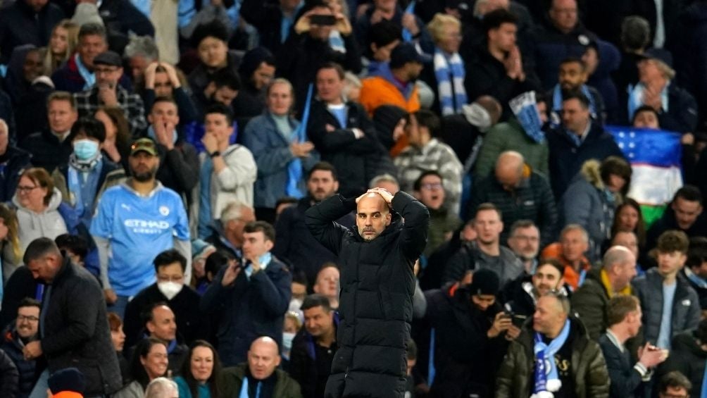 Guardiola en un partido del City