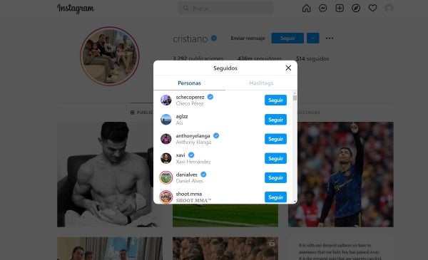 Cristiano Ronaldo sigue a Checo Pérez en Instagram