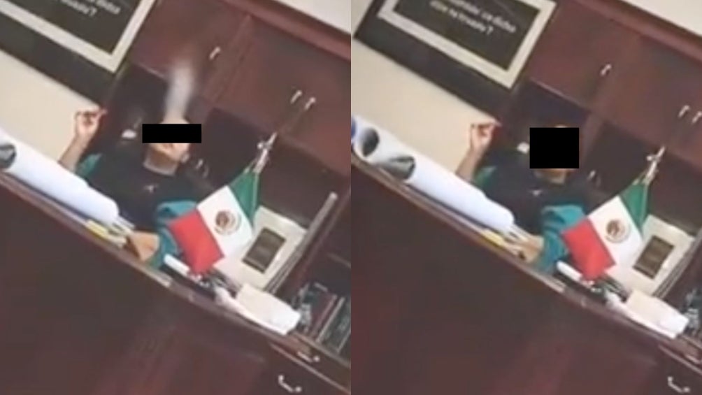 Hijo de AMLO fumando en la oficina presidencial 