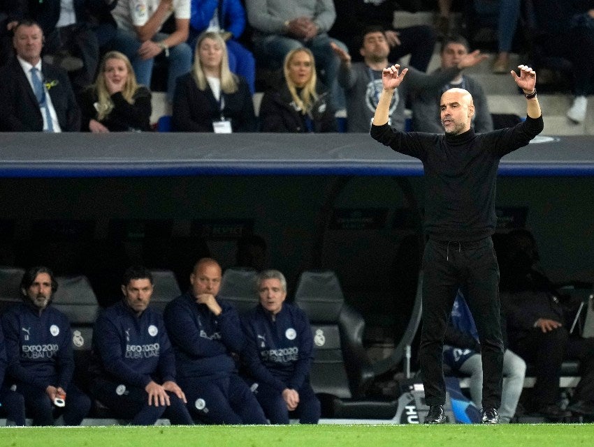 Pep Guardiola durante la derrota del City vs Real Madrid