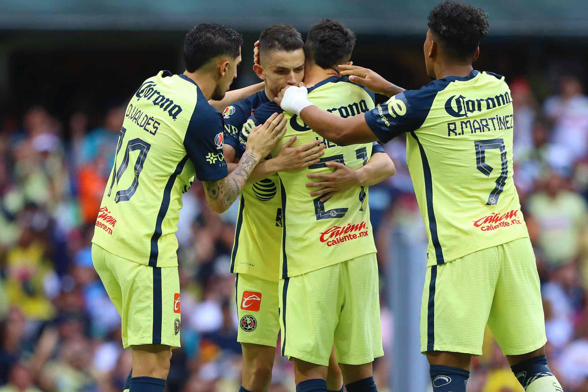 América celebrando gol enel partido de vuelta de los Cuartos de Final