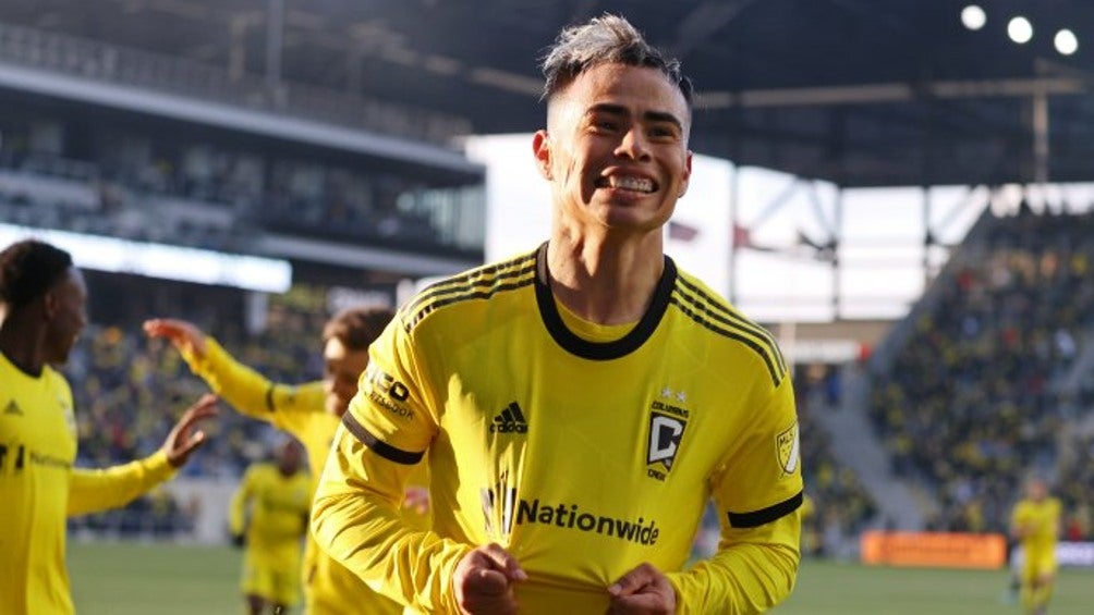 Zelarayán festejando gol en la MLS con Columbus Crew