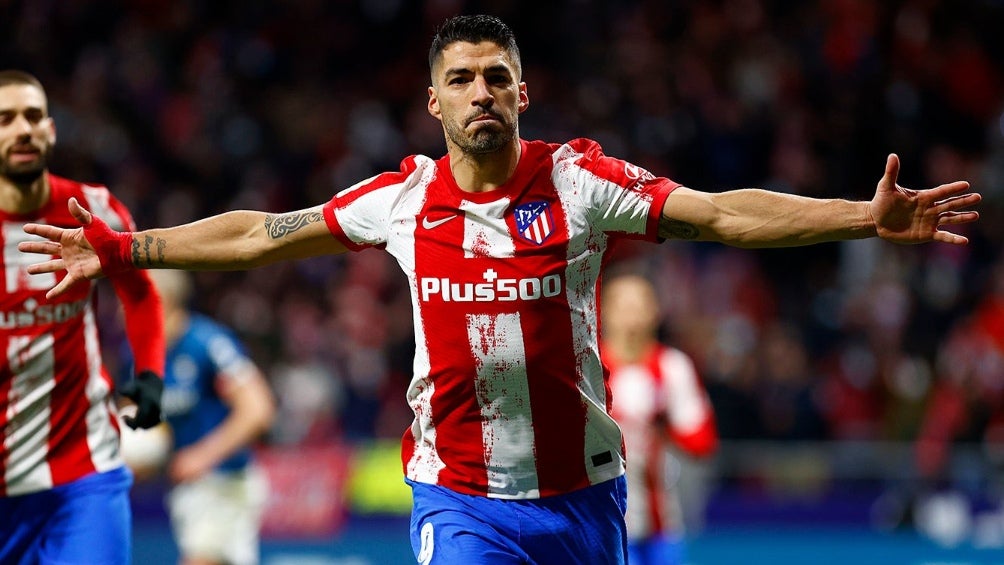 Luis Suárez celebrando un gol con el Atlético de Madrid