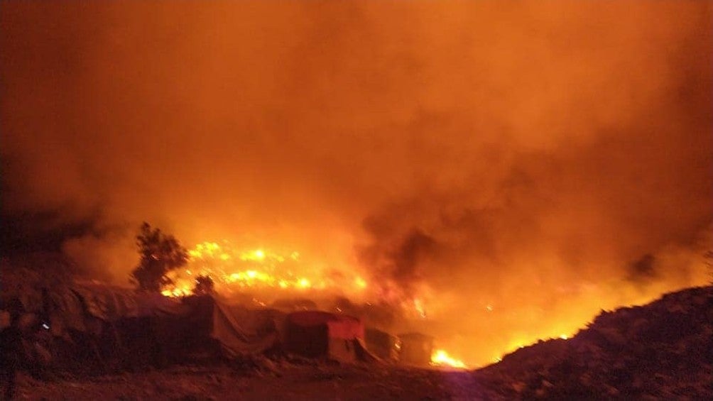 Incendio en el basurero de Escalerillas ubicado en Chimalhuacán, Estado de México