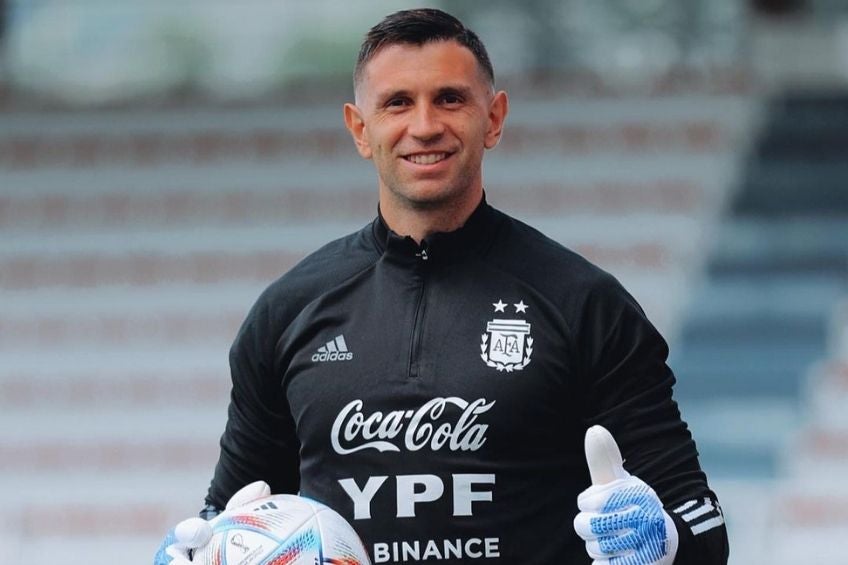 Emiliano Martínez entrenando con Argentina