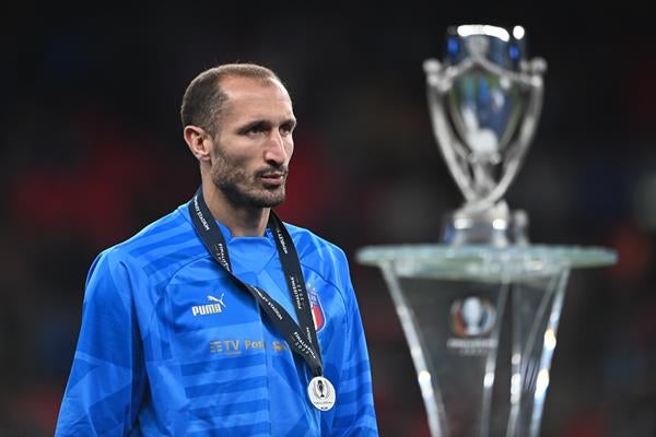 Giorgio Chiellini reacciona en la Finalissima 