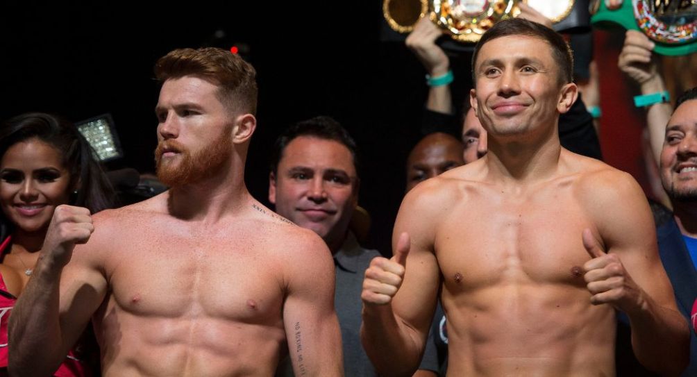 Canelo y Golovkin en la ceremonia de pesaje