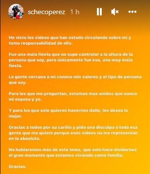 Disculpa de Checo en redes sociales