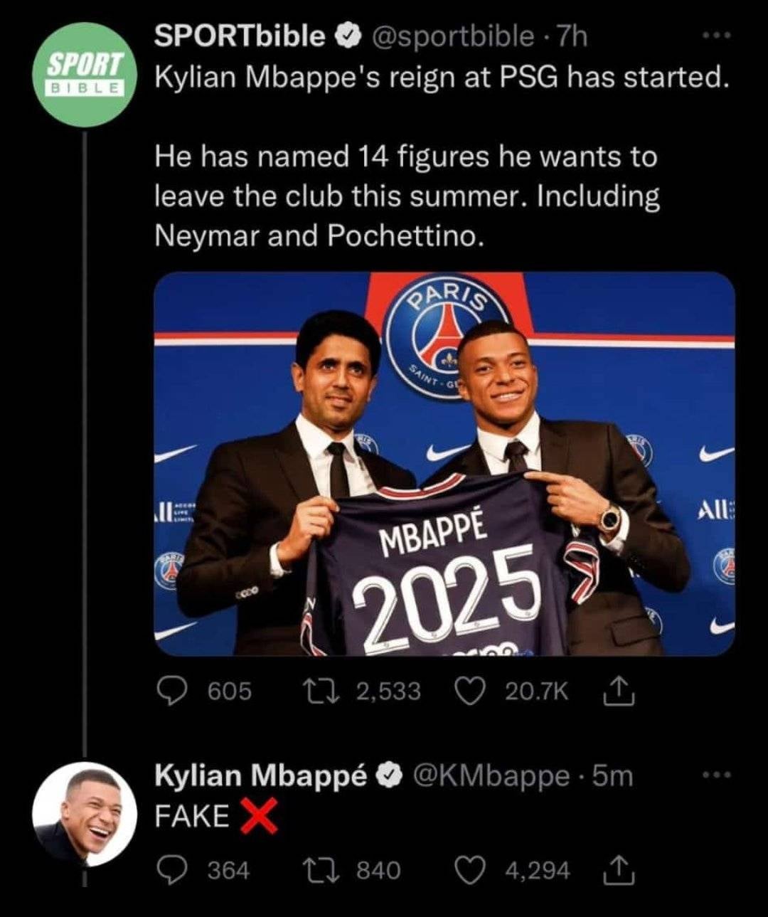 Mbappé desmintiendo información de SPORTbible