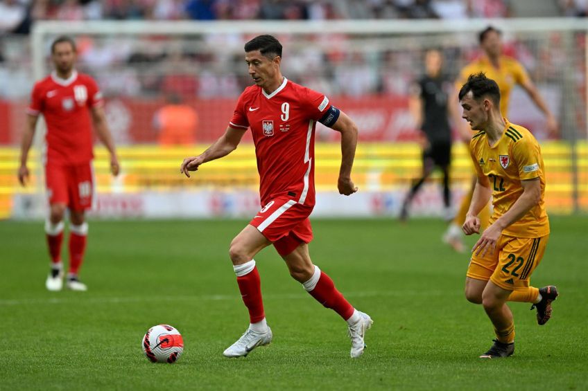 Robert Lewandowski durante un partido de Polonia