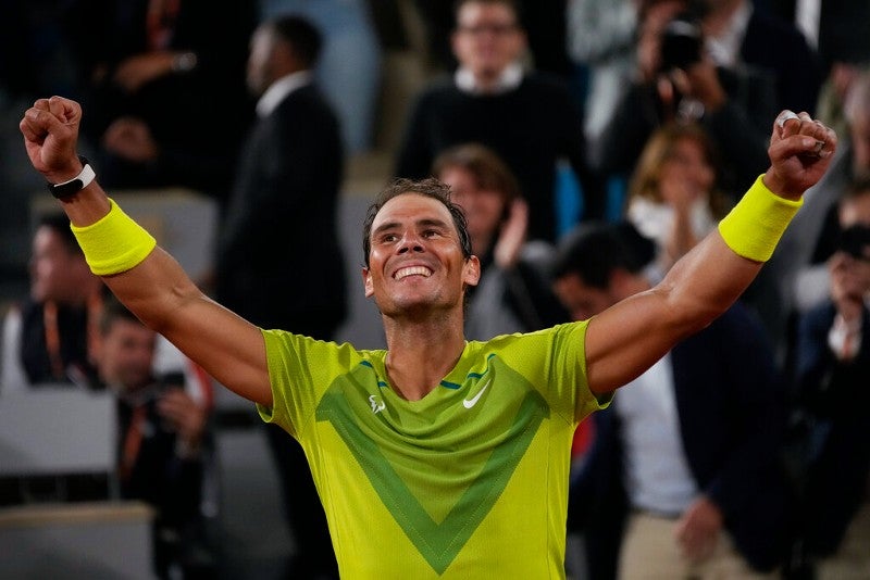 Rafael Nadal celebra ganar contra Novak Djokovic