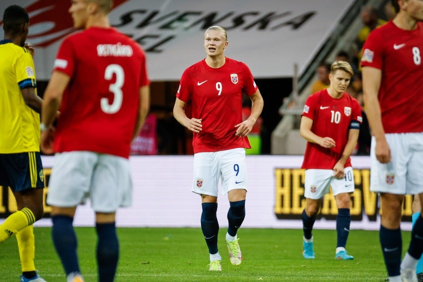 Haaland celebrando un gol conseguido a favor de Noruega