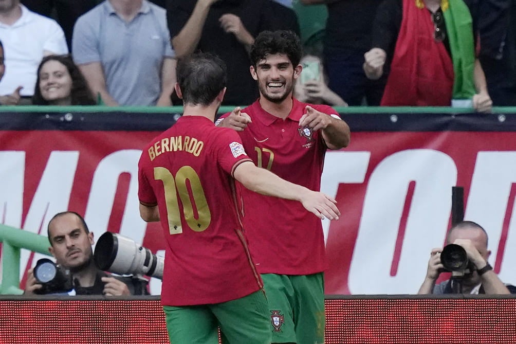 Bernardo Silva en partido de la Selección de Portugal