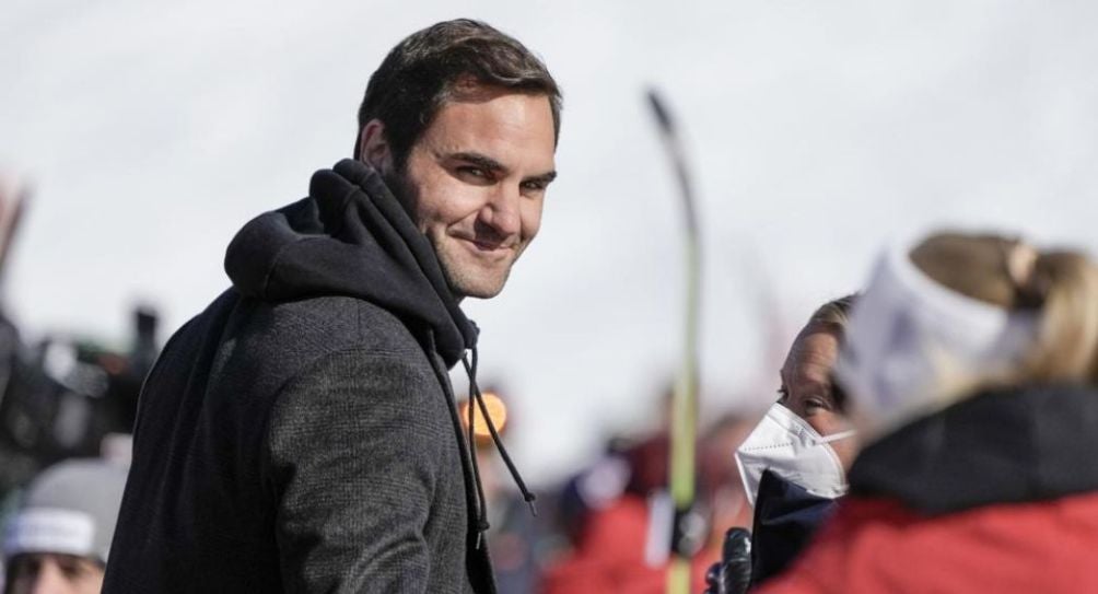 Roger Federer durante el Mundial de esquí alpino en Suiza