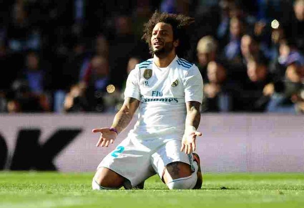 Marcelo en un partido con el Real Madrid