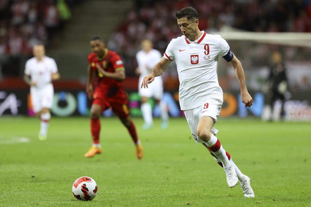 Lewandowski en un partido con Polonia