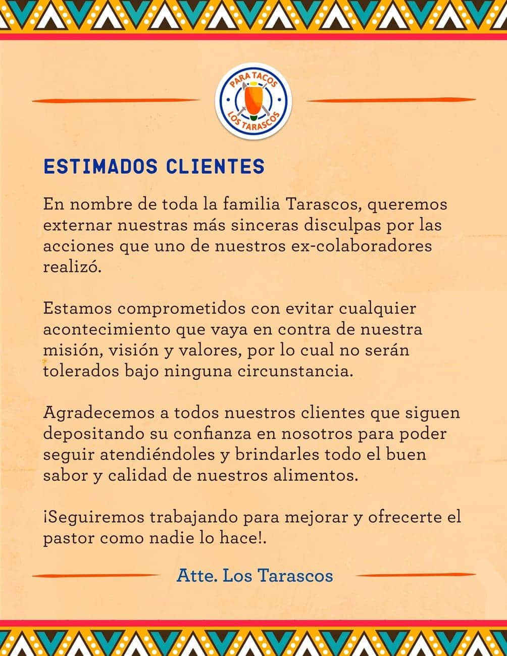 Comunicado de la taquería 