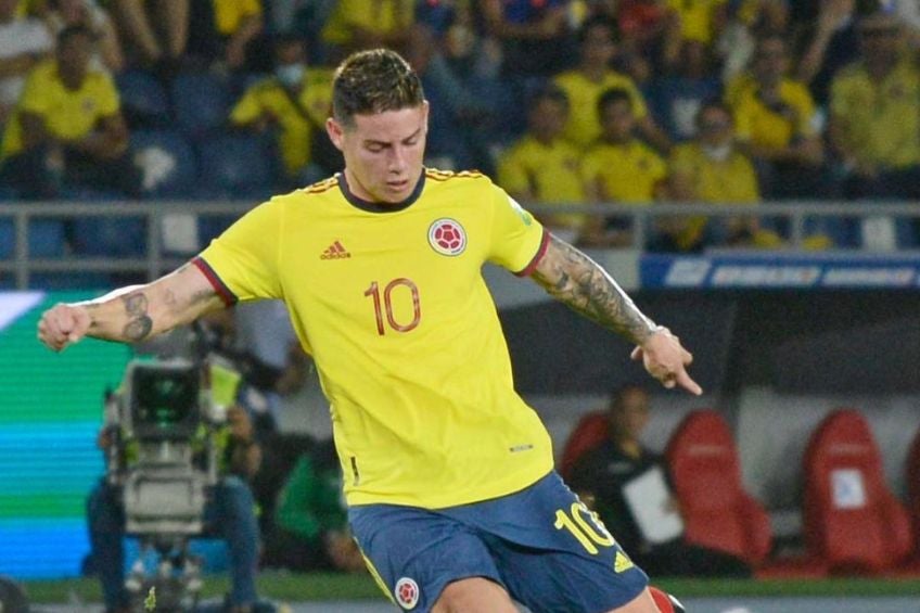 James Rodríguez durante un partido de Colombia