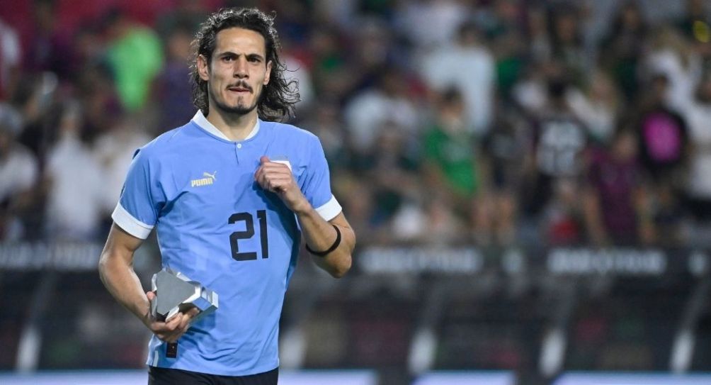 Edinson Cavani durante un partido de Uruguay