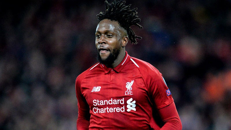 Divock Origi festeja un gol con el Liverpool 