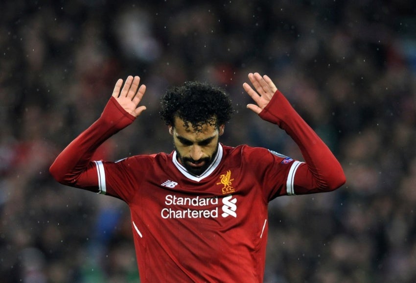 Mohamed Salah en un partido del Liverpool