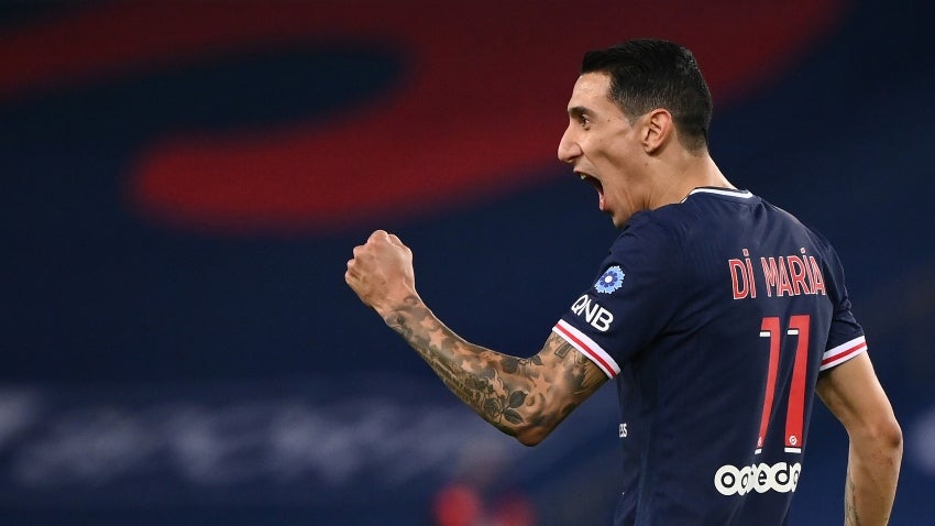 Di María celebrando un gol con el PSG