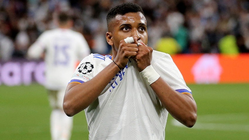 Rodrygo celebrando un gol con el Real Madrid