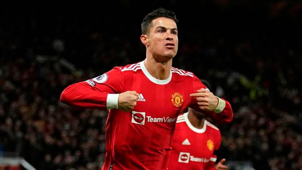 Cristiano Ronaldo durante un partido con el United