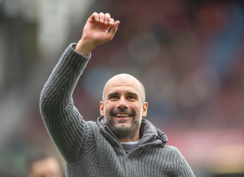 Pep Guardiola en un partido del Manchester City