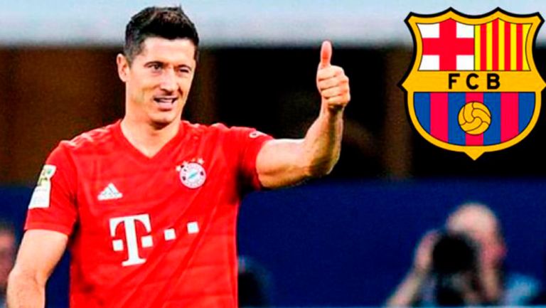 Robert Lewandowski celebra gol con el Bayern Munich