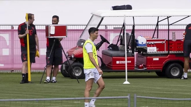 Lewandowski entrenando con el Bayern