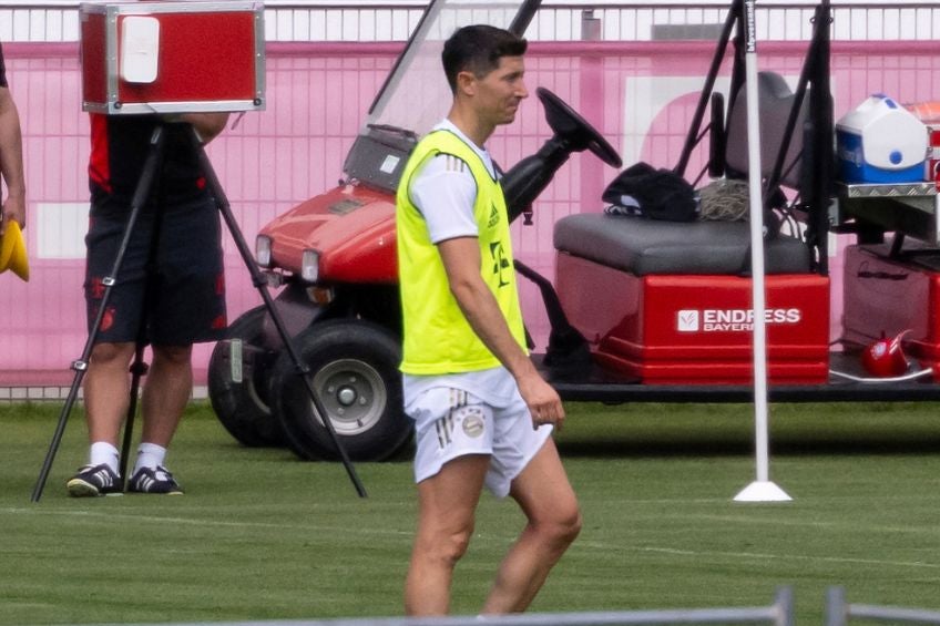 Robert Lewandowski entrenando con el Bayern Munich