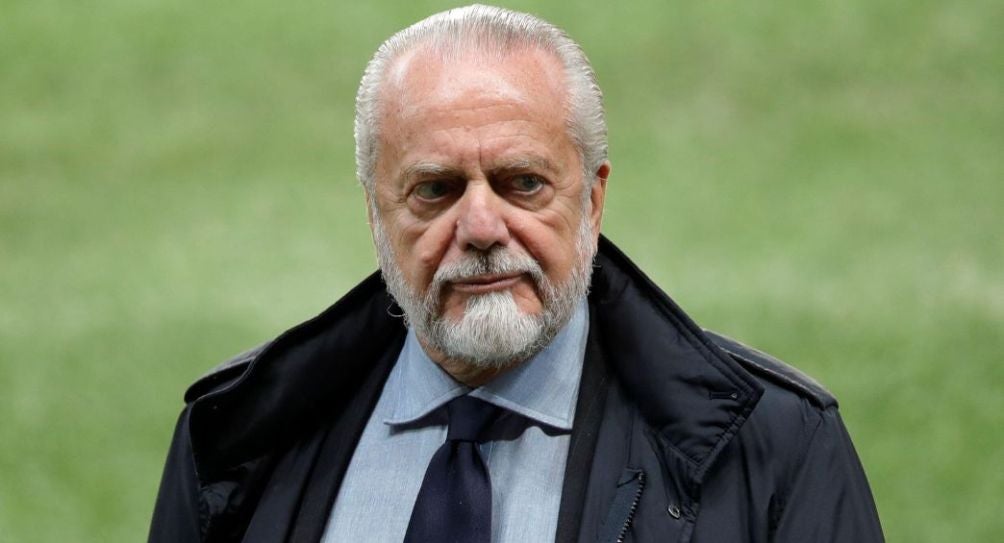 Aurelio De Laurentiis durante un partido del Napoli