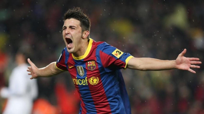 David Villa cuando jugaba con el Barcelona