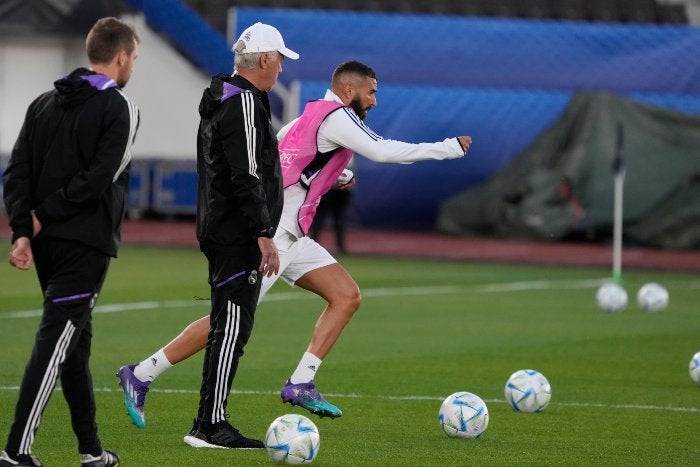 Karim Benzema en entrenamiento con el Real Madrid