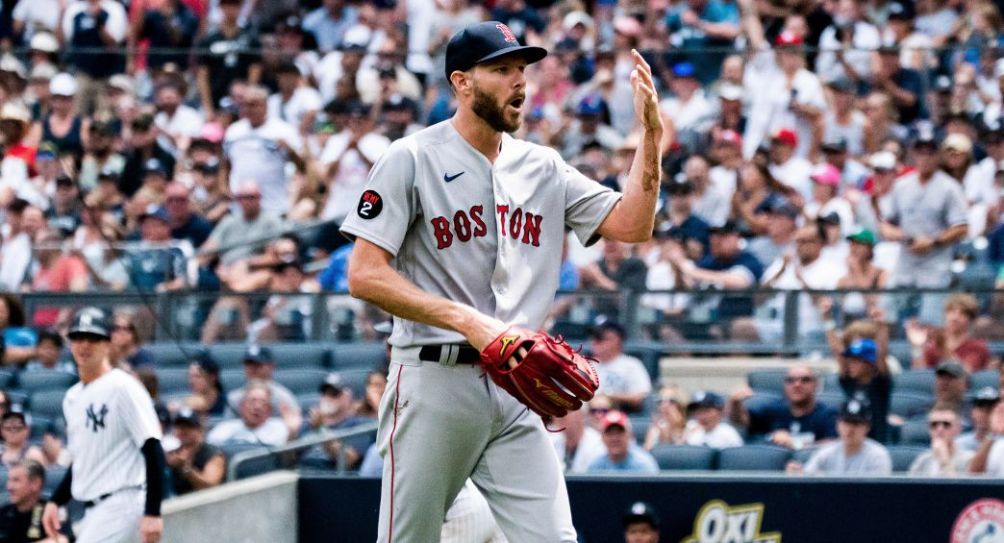 Chris Sale durante un partido de Boston Red Sox