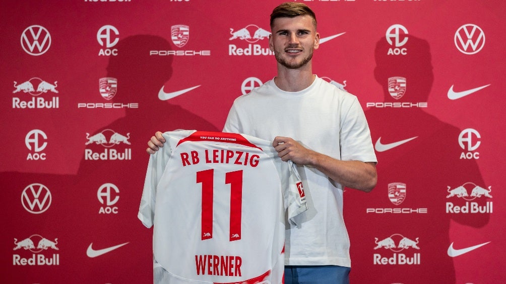 Timo Werner en su presentación con Leipzig