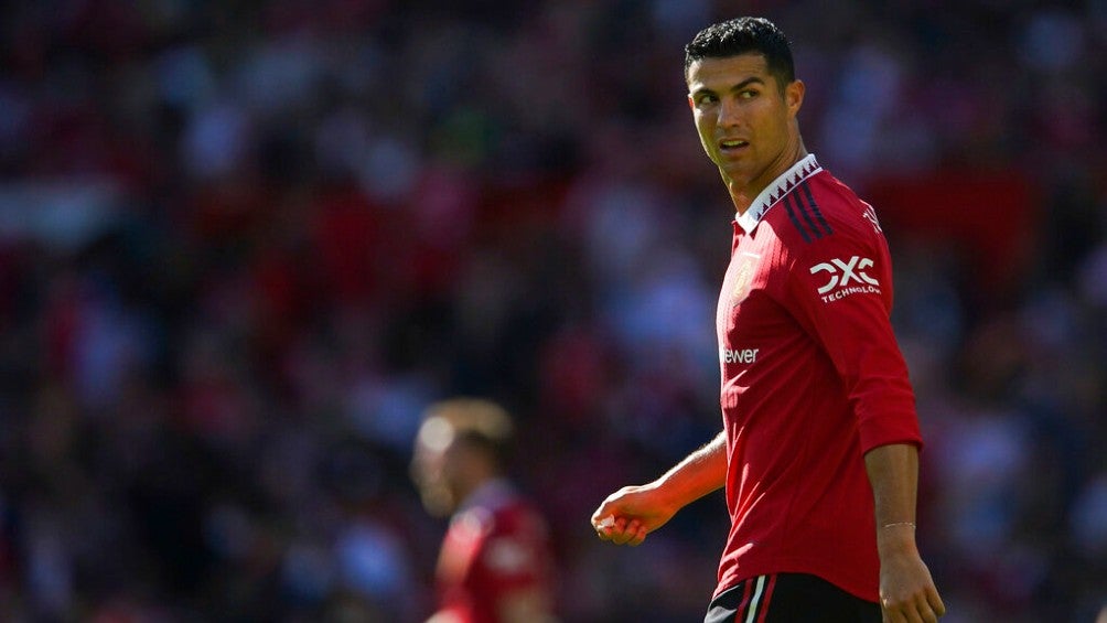 Cristiano Ronaldo durante un partido con el United