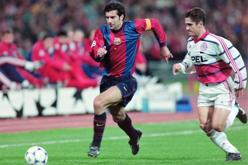 Figo en su etapa con el Barcelona