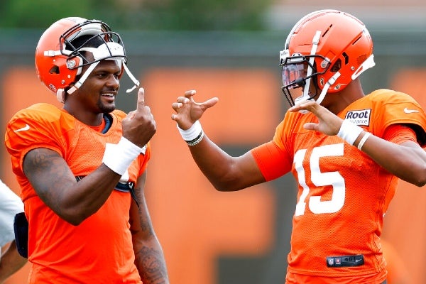 Deshaun Watson en un entrenamiento con Cleveland